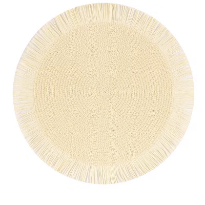 Set of 4 Ivory Fringed Placemats - Shiraleah | Target