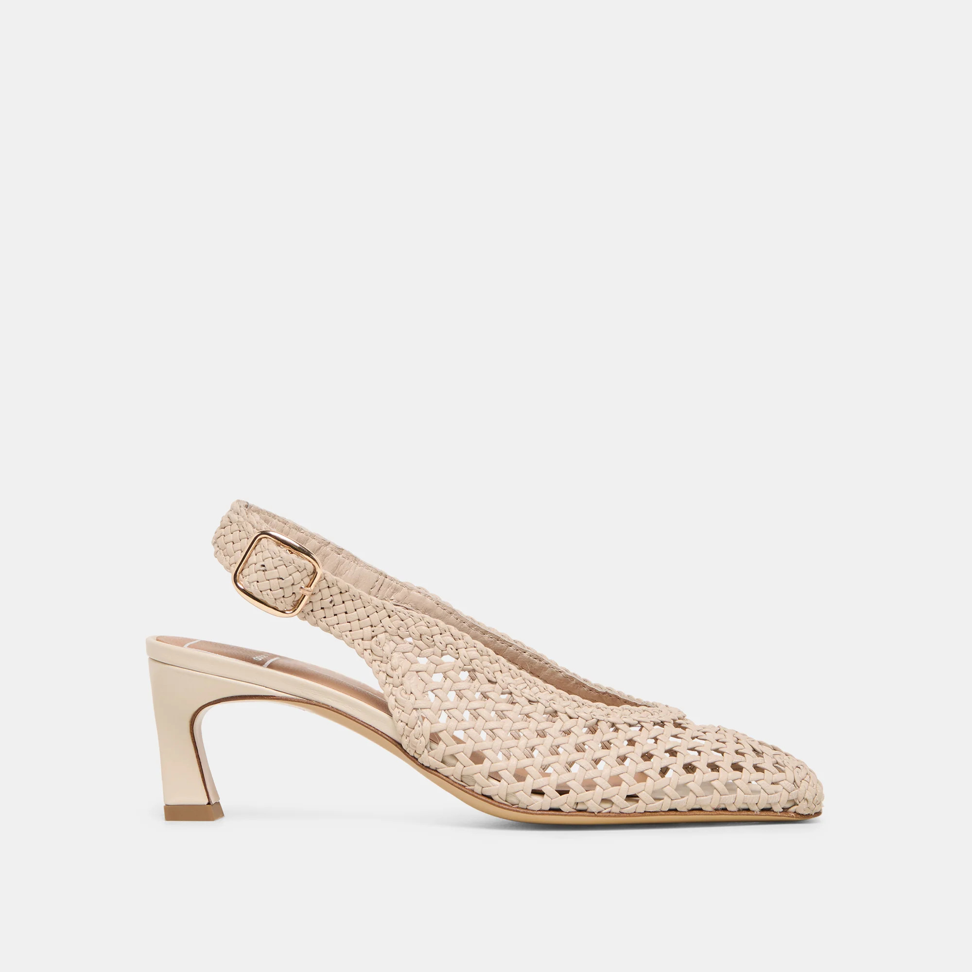 REMLA Bone Woven Leather Peep-Toe Kitten Heel | Dolce Vita | DolceVita.com