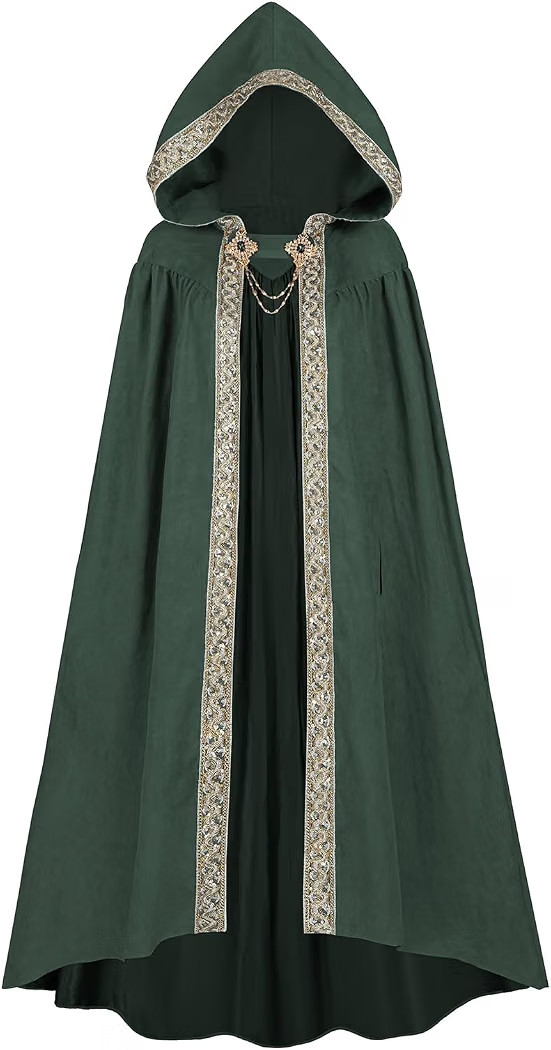 Cloak with Hood Women Renaissance Hooded Medieval Cloak Witch Robe Viking Cape | Amazon (US)