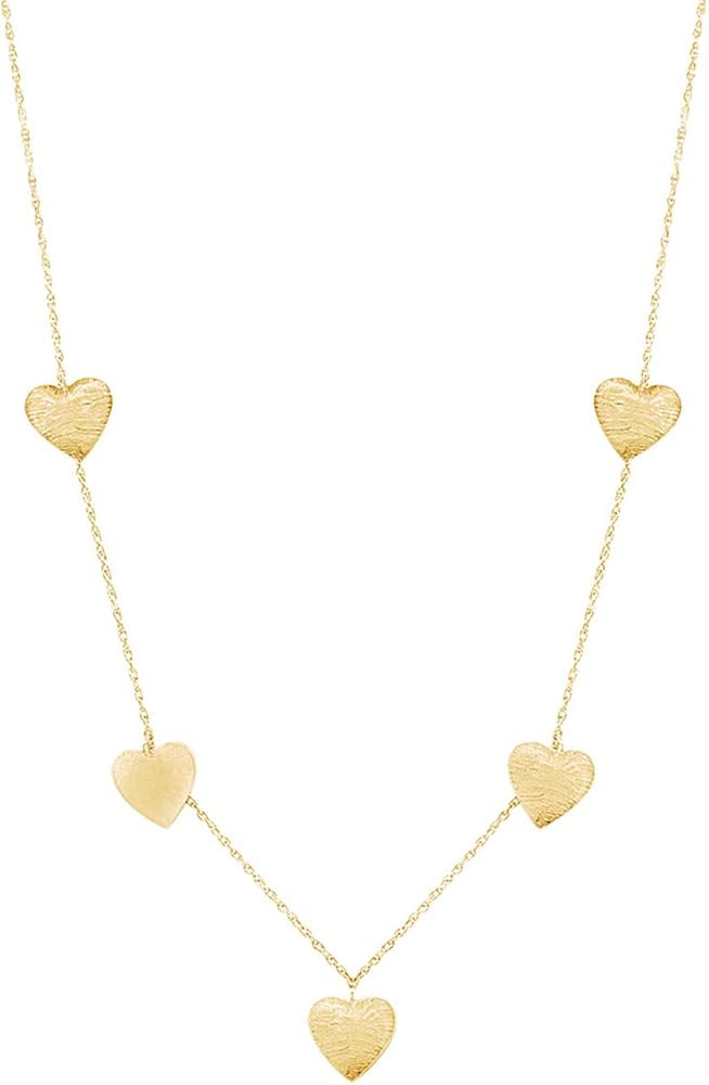 Heart Necklace for Women - Dainty Thin Five Station Chain Layered Necklaces Love Heart Jewelry in... | Amazon (US)