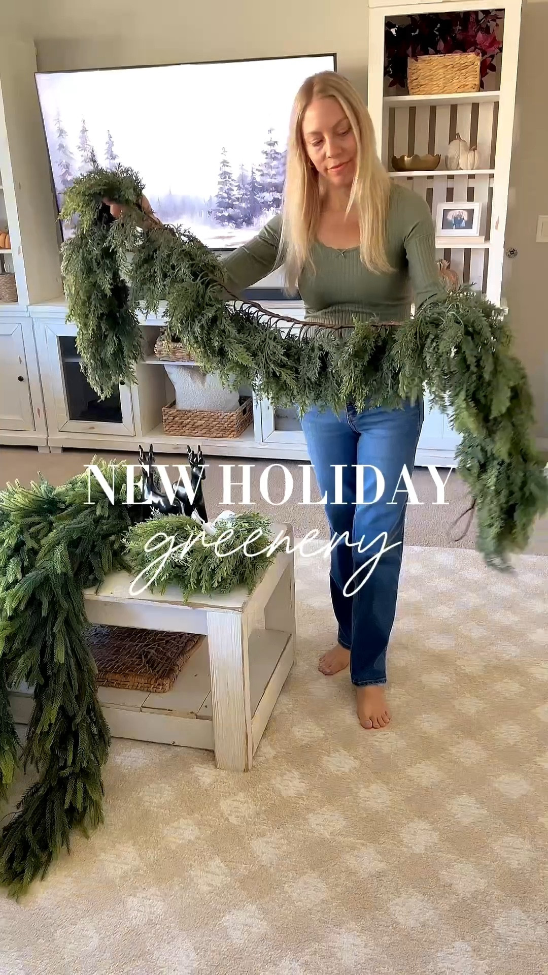 NEW HOLIDAY GREENERY I’m using this year!  Follow @lifeinmyarizonahome on Instagram for more holiday ideas and inspiration. 
Showing here the beautiful 6 ft cedar garland. It’s so full and realistic, soft and easy to use. I purchased 2 of those. 
Also the 6 ft Norfolk pine garland can I just say wow!!  So lush and dense but easy to work with. Definitely puts others to shame! I purchased 2 of those. I feel like I scored big time with both of these garlands and will be using a combination of the two on my mantel. 
The mini cedar wreaths are adorable with the white bow attached and I purchased 4 to use on the back of my counter chairs. 

Grab all this while it’s still in stock!

#christmasdecor #holidaydecor #winterdecor #garland #holidaygarland #miniwreath #cedargarland #norfolkpinegarland 

#LTKFindsUnder50 #LTKSeasonal #LTKHome