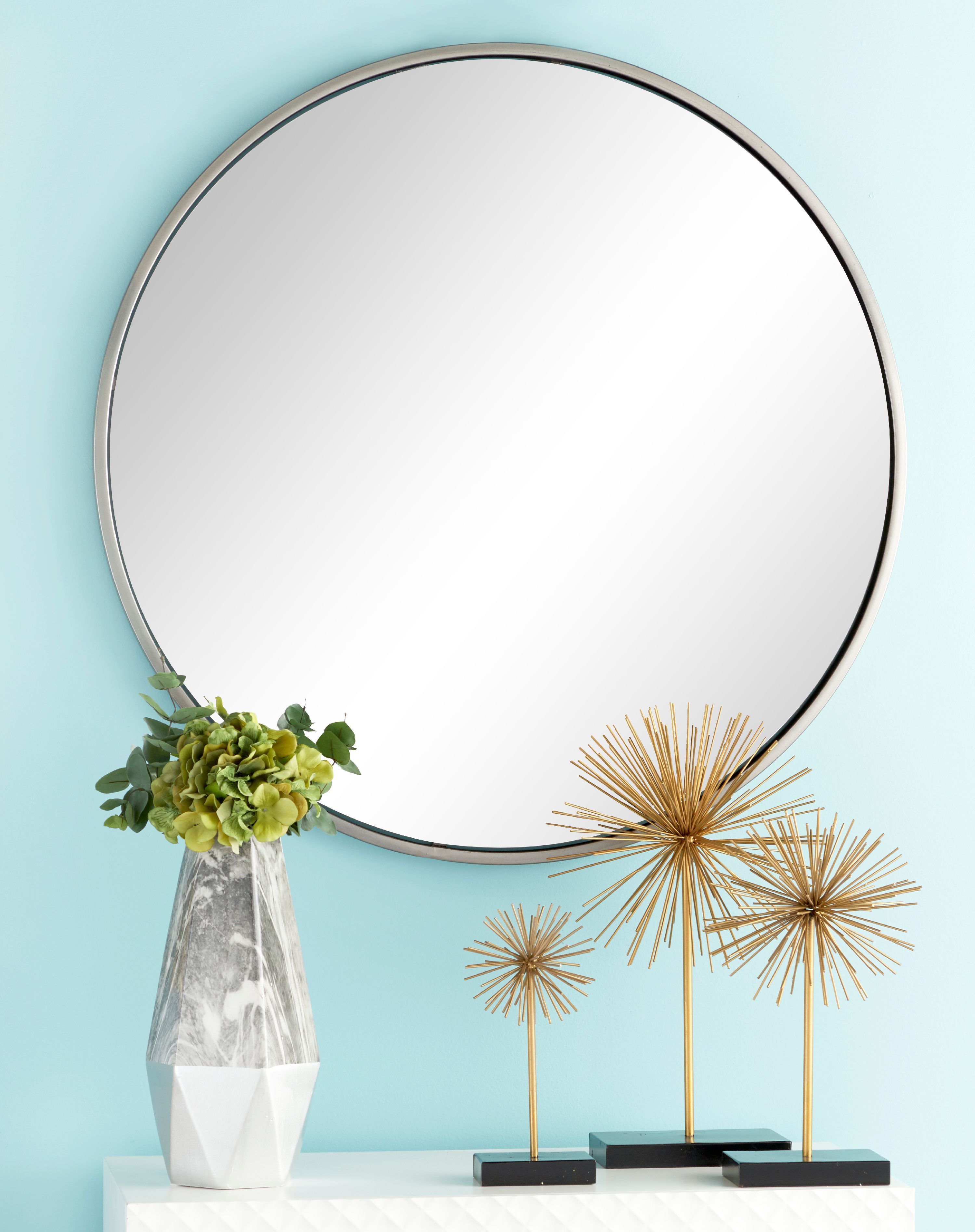 CosmoLiving Large Round Contemporary Wall Mirror in Metallic Silver Frame | 36” x 36” | Walmart (US)