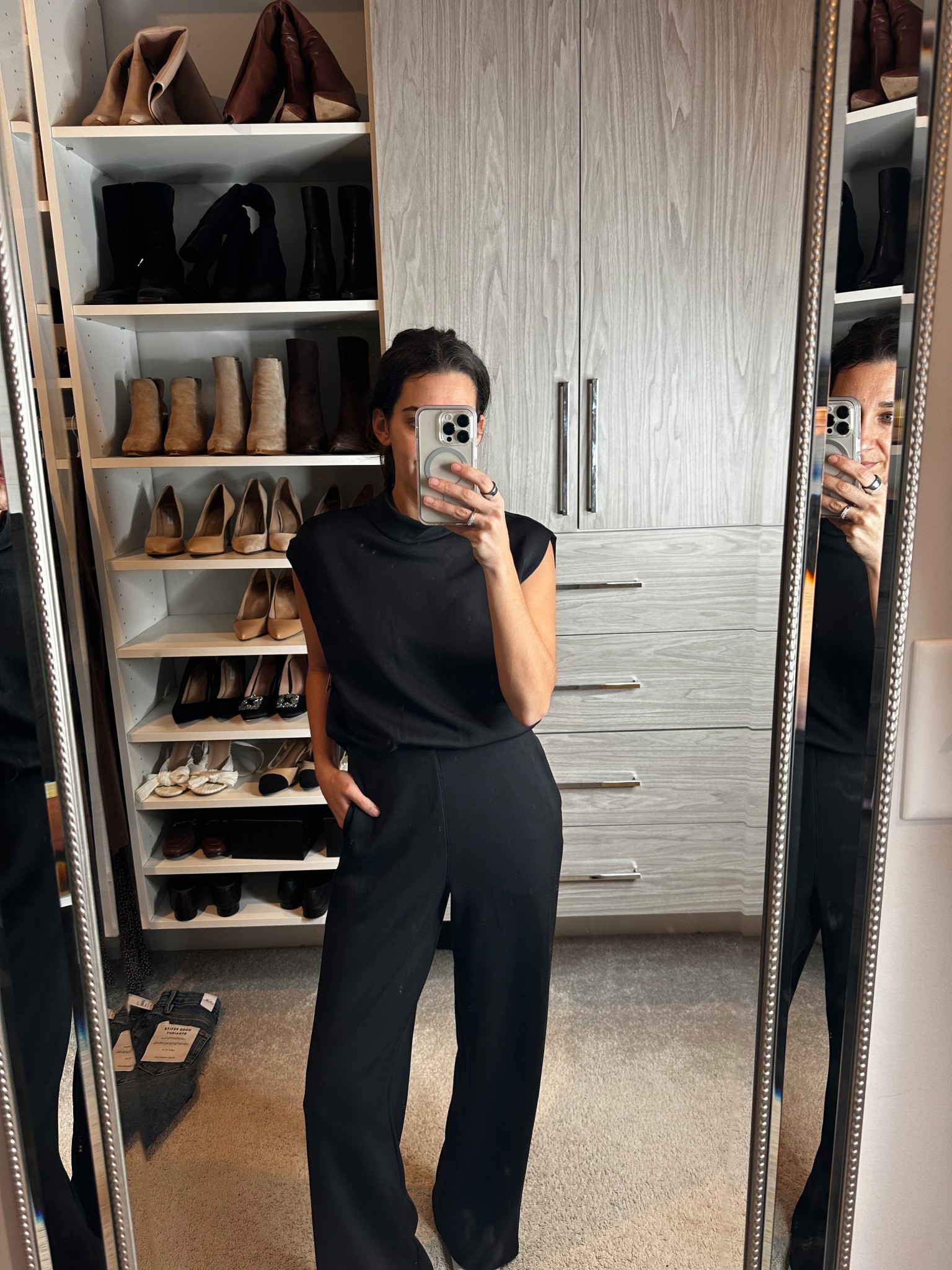 Spanx air essentials jumpsuit wearing size small petite 