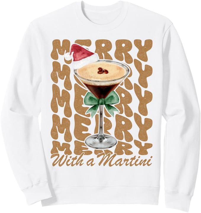 Merry With a Martini Christmas Espresso Martini Holiday Sweatshirt | Amazon (US)