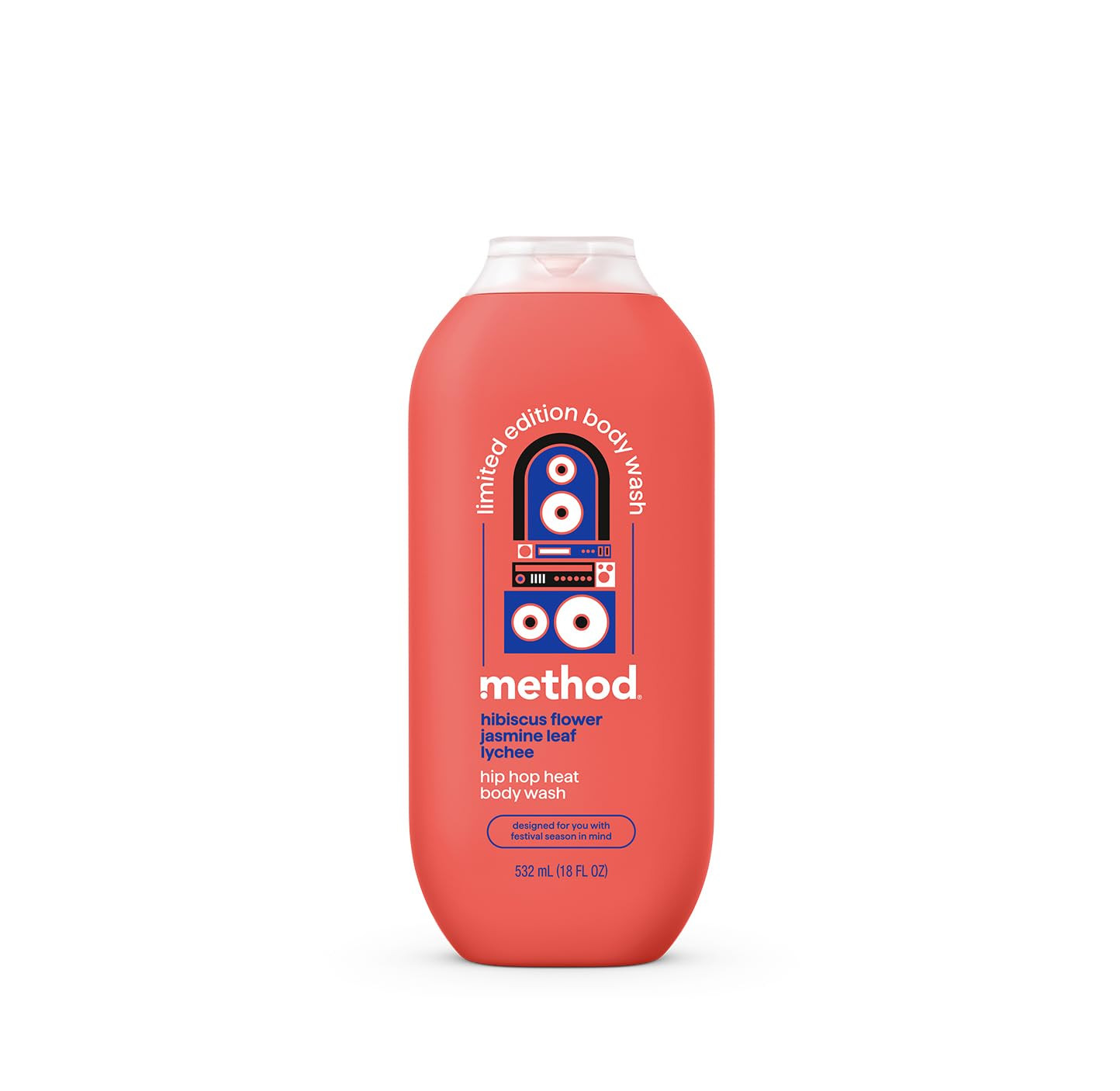 method Limited Edition Body Wash, Hip Hop Heat, 18 fl oz | Soothing Formula, Leaves Skin Feeling Soft & Moisturized, Made Without Parabens, Notes of Hibiscus, Jasmine Leaf, and Lychee | Amazon (US)