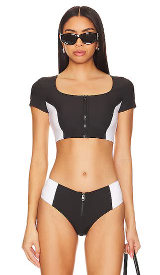 Maci Bikini Top in Black & White | Revolve Clothing (Global)