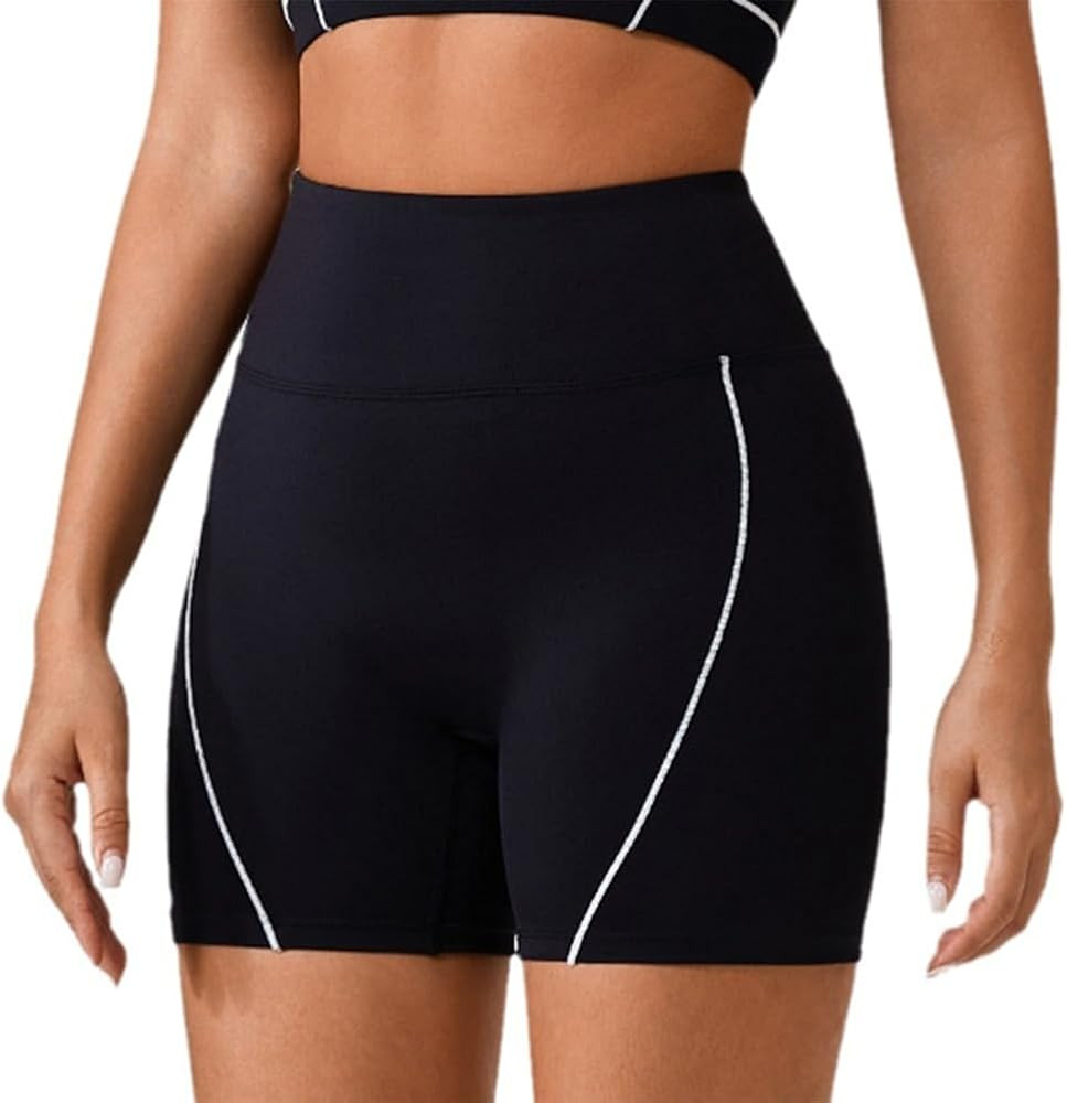 HSQSMWJ Womens High Waisted Yoga Workout Running Shorts Butt Lifting Compression Exercise Biker | Amazon (US)