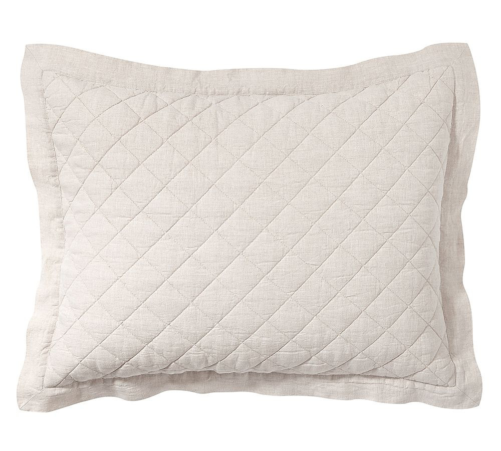 Belgian Flax Linen Diamond Quilted Sham | Pottery Barn (US)