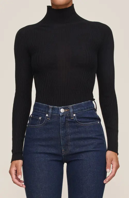 DL1961 Cotton & Cashmere Turtleneck Sweater in Black at Nordstrom, Size Small | Nordstrom