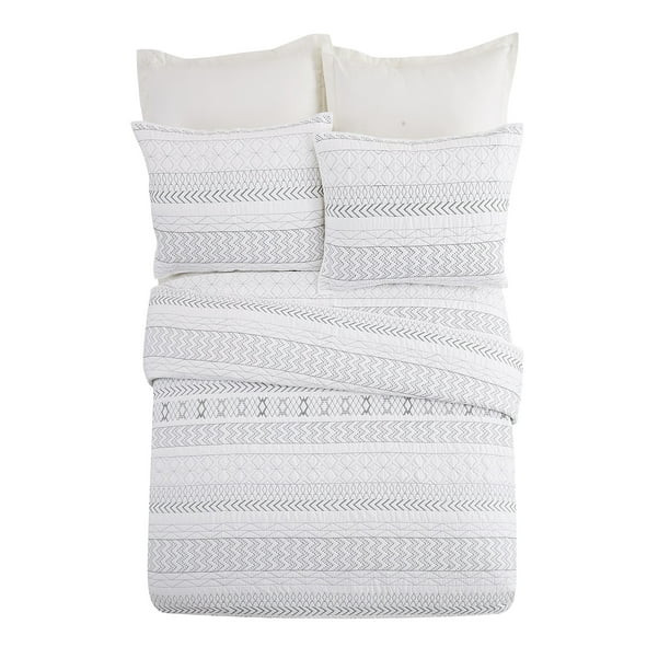 Better Homes & Gardens Embroidery Stripe Quilt King, Gray | Walmart (US)