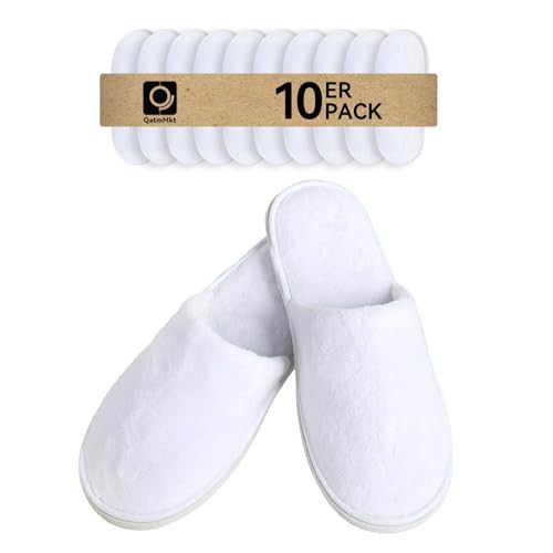 QatmMkt 10PCS Unisex Guest Disposable Slippers, SPA Cotton Slipper, Hotel Bath Slipper Disposable, Travel Bulk Guest House Slippers for Shoeless Home, Travel, Hotel or Commercial (White) | Amazon (US)