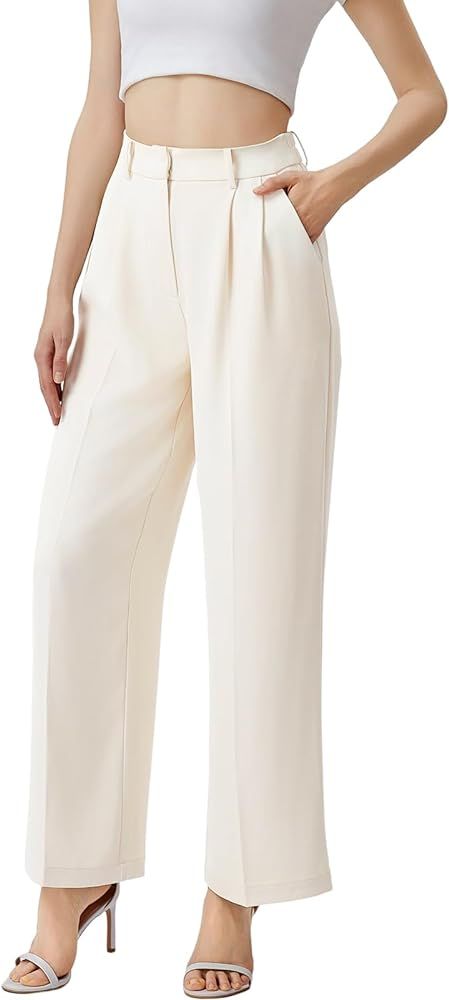 SASSY ZOEY Wide Leg Pants for Women | High Waisted Trousers with Pockets | Comfortable Casual Bus... | Amazon (US)