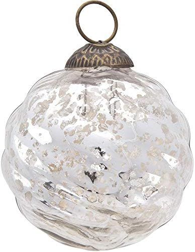 Amazon.com: Luna Bazaar Large Mercury Glass Ball Ornament (3-Inch, Silver, Swirl Motif, Solene De... | Amazon (US)