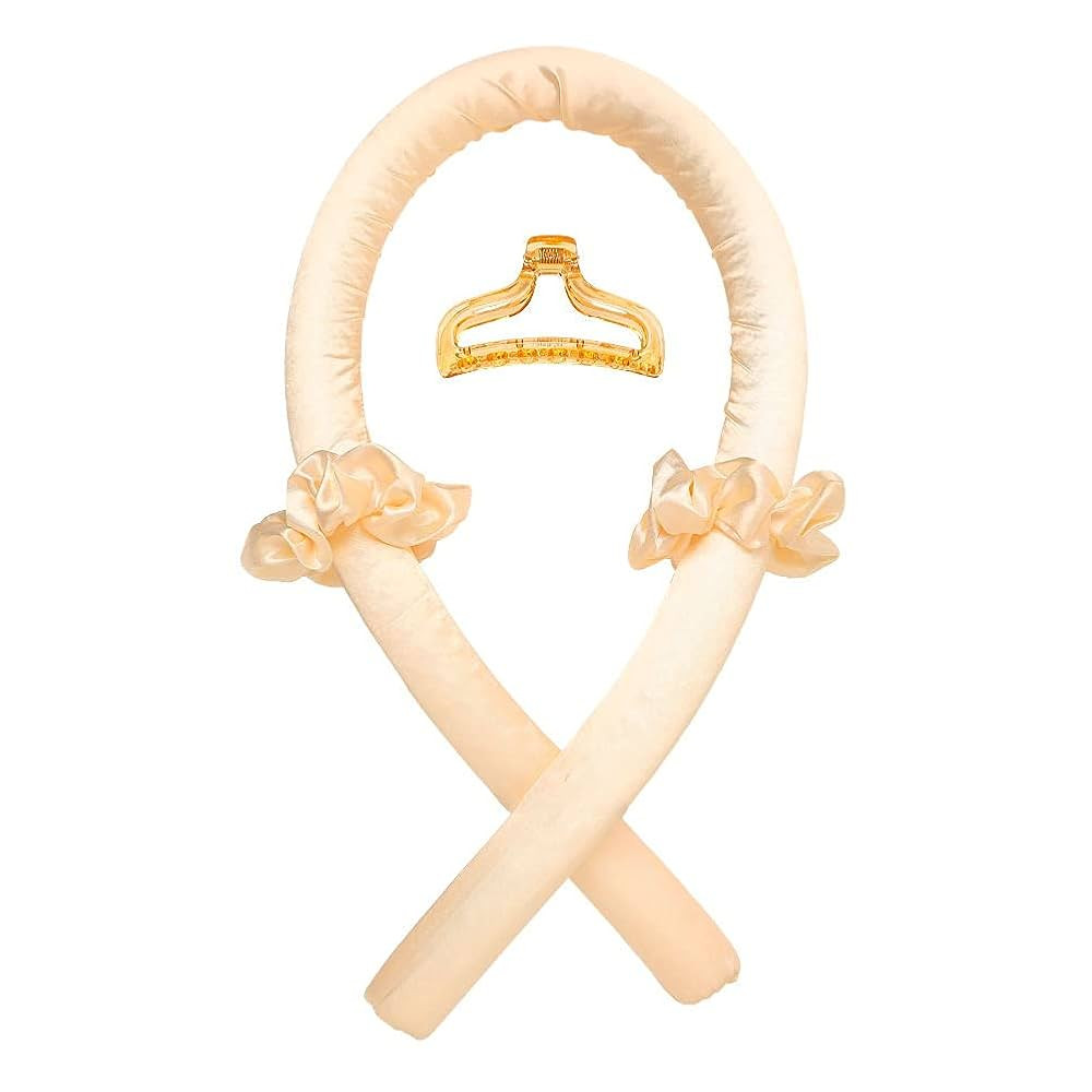Heatless Curling Rod Headband No Heat Silk Ribbon Hair Roller Curls with Hair Claw Clip Lazy Natu... | Amazon (US)