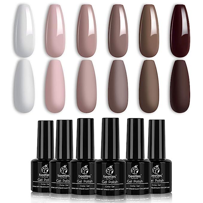 Beetles Gel Nail Polish Set, Coffee Cafe Collection Brown Neutral Beige Mauve Color Perfect for A... | Amazon (US)