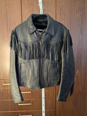 Vintage Schott NYC 1980s Fringe Black Leather Jacket w/ Removable Lining Sz 18 | eBay US
