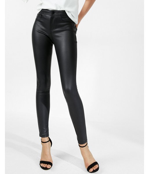 Five Pocket Faux Leather Leggings Black Women's 6 | Express