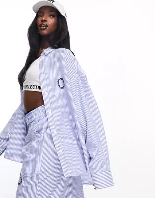 ASOS Weekend Collective co-ord oversized stripe shirt in blue and white | ASOS | ASOS (Global)