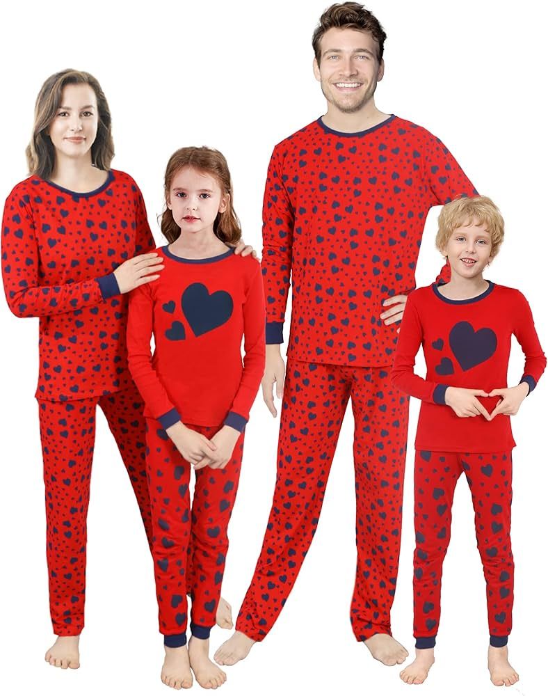 Family Matching Pajamas Set Full of Hearts Valentines Day Two Piece Cotton Jammies | Amazon (US)