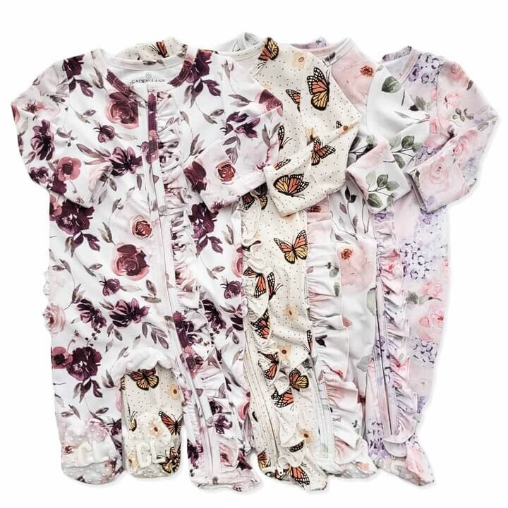 Girl Ruffle Zipper Footies - Best Sellers | Caden Lane