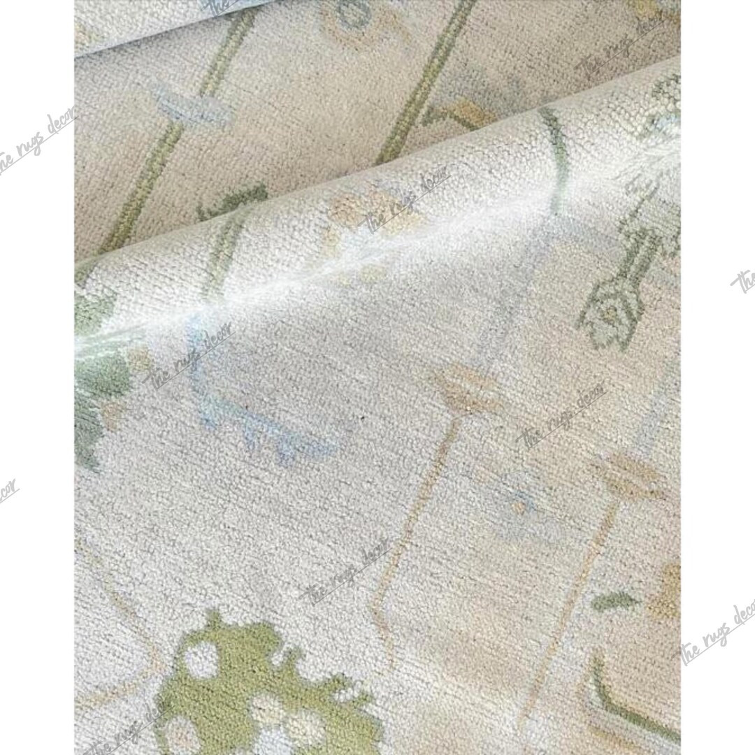 Hand-knotted Oushak Wool Rug: Soft Pastel Floral Design, 6x9 Turkish Carpet - Etsy | Etsy (US)
