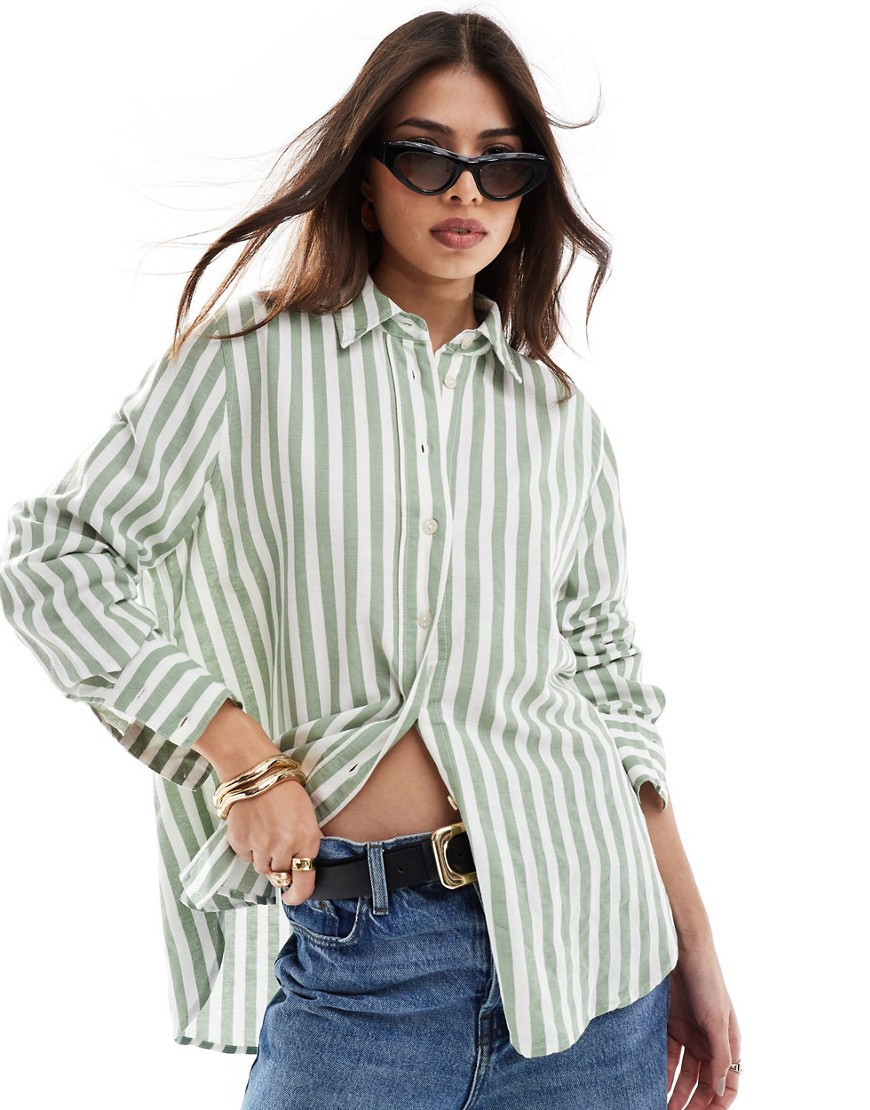New Look striped shirt in green | ASOS (Global)