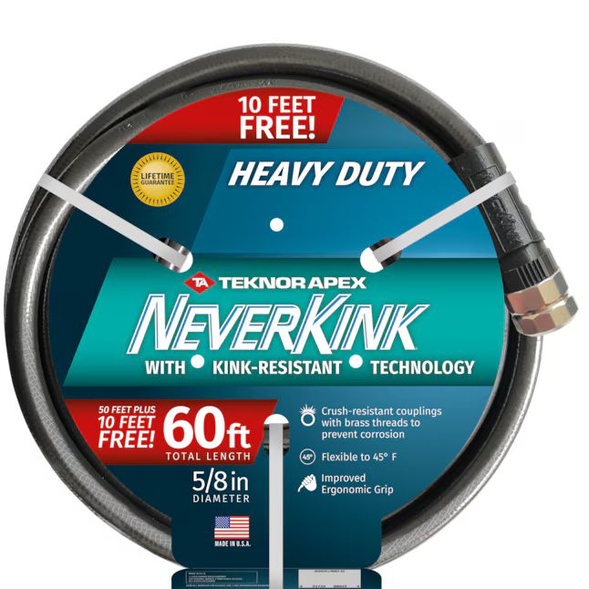 NeverKink Teknor Apex 5/8-in x 60-ft Heavy-Duty Kink Free Vinyl Gray Coiled Hose | Lowe's