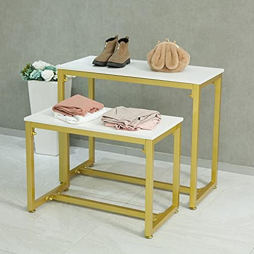 Metal Shoe Handbag Display Stand, Nesting Tables 2 Piece Set, Display Riser Shelf for Retail Stores, | Amazon (US)