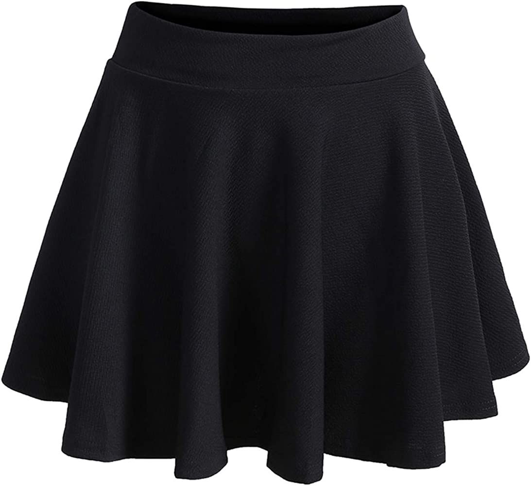 Romwe Women's Plus Size Stretchy Elastic Waist Flared Casual Mini Skater Skirt | Amazon (US)