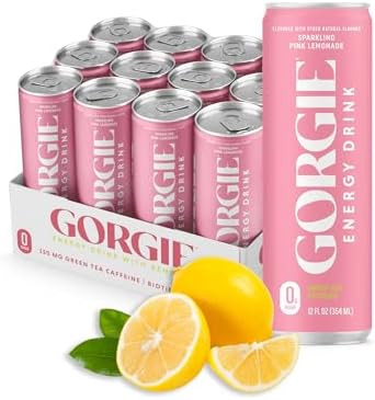 GORGIE Sugar-Free Natural Energy Drinks, Pink Lemonade (12 Pack) - Healthy Energy Drink - Natural... | Amazon (US)