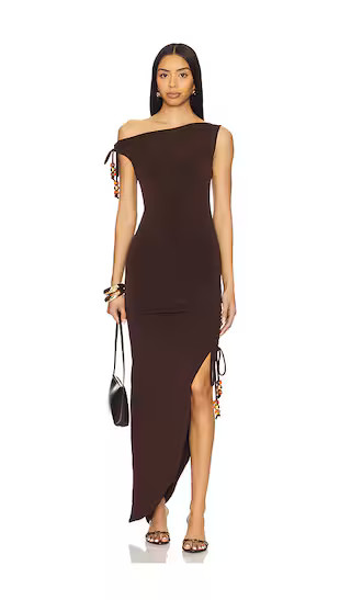 Gabrielle Midi Dress in Chocolate Brown | Revolve Clothing (Global)