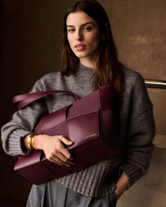 Taya Hand Woven Suedette Tote Bag in Cherry | Katie Loxton Ltd. (UK)