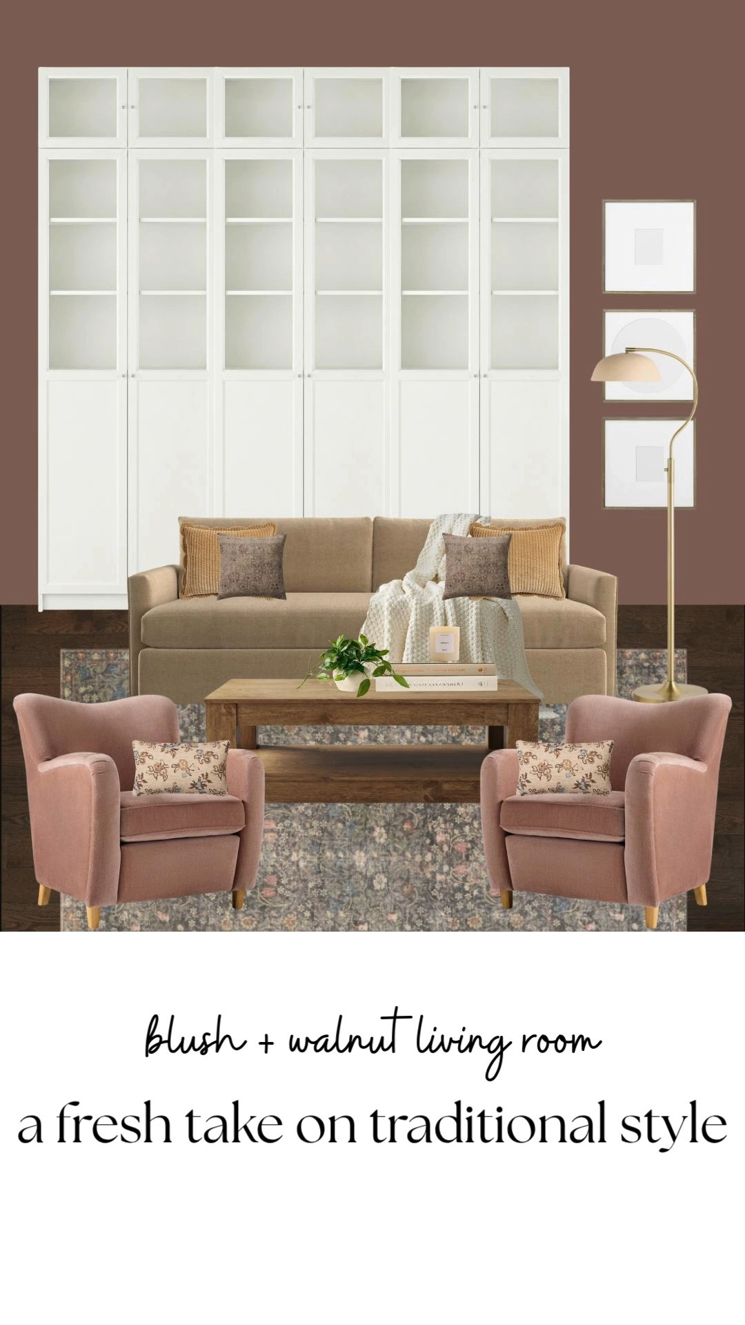 Some rooms don't need bold colors or dramatic trends to make an impact.

This blush traditional living room layers warm neutrals, built-in cabinetry, vintage-inspired rugs, and classic upholstered seating to create a space that feels collected, comfortable, and lived in. The kind of room that invites you to stay awhile. 

 #LTKHome