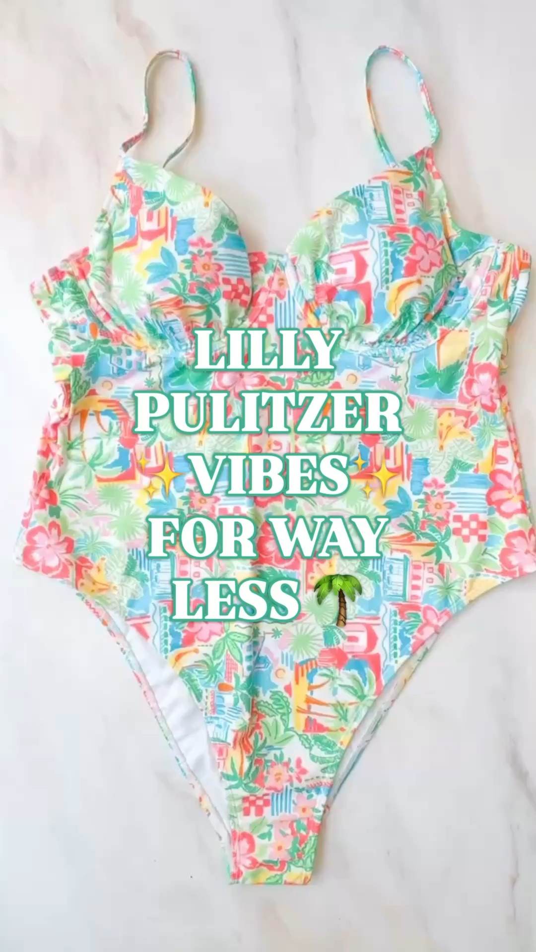 Lilly Pulitzer swimsuit look for less, Walmart swimsuit, one piece swimsuit women, underwire one piece swimsuit, tropical swimsuit, colorful swimwear, vacation swimsuit, resort swimwear, beach vacation swimsuit

This Walmart one piece swimsuit has major Lilly Pulitzer vacation energy for way less.

Bright tropical colors, palm trees, florals, resort buildings, postcard-style details. It looks like something you would pack for a beach vacation, resort trip, cruise, spring break getaway, pool day, or tropical vacation.

The details make it even better:
✨ underwire one piece swimsuit
✨ adjustable straps
✨ removable cups
✨ V-neckline
✨ high-leg cut
✨ S-hook back closure
✨ cutout detail at back
✨ colorful tropical print
✨ Walmart price tag
✨ sizes XXS-XXL

It has the colorful designer-inspired look, the supportive underwire structure, and the fun resort print without the designer swimwear price.

Style it with a white coverup, linen pants, a sarong, straw tote, oversized sunglasses, or sandals for an easy pool-to-vacation outfit. It is especially good for beach vacations, resort wear, spring break outfits, cruise outfits, pool outfits, tropical trips, and summer swim days.

If you love Lilly Pulitzer swimsuits, colorful swimwear, Palm Beach style, and designer-look resort pieces, this Walmart swimsuit is such a strong find.

Lilly Pulitzer swimsuit look for less, Lilly Pulitzer inspired swimsuit, Walmart swimsuit, Walmart swimwear, Walmart one piece swimsuit, one piece swimsuit women, underwire swimsuit, underwire one piece swimsuit, tropical swimsuit, floral swimsuit, palm print swimsuit, colorful swimsuit, vacation swimsuit, beach vacation swimsuit, resort swimsuit, resort swimwear, spring break swimsuit, cruise swimsuit, Palm Beach swimsuit, preppy swimsuit, designer look for less swimwear

#LillyPulitzer #LookForLess #LTKFindsUnder50 #WalmartStyle #WalmartFinds 

#LTKSeasonal #LTKSwim #LTKTravel