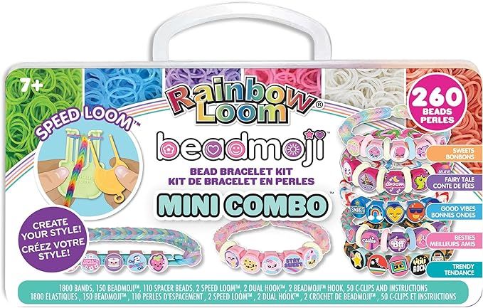 Rainbow Loom: Beadmoji Mini Combo - DIY Rubber Band & Bead Bracelet Kit - Includes 1800 Bands & 2... | Amazon (US)