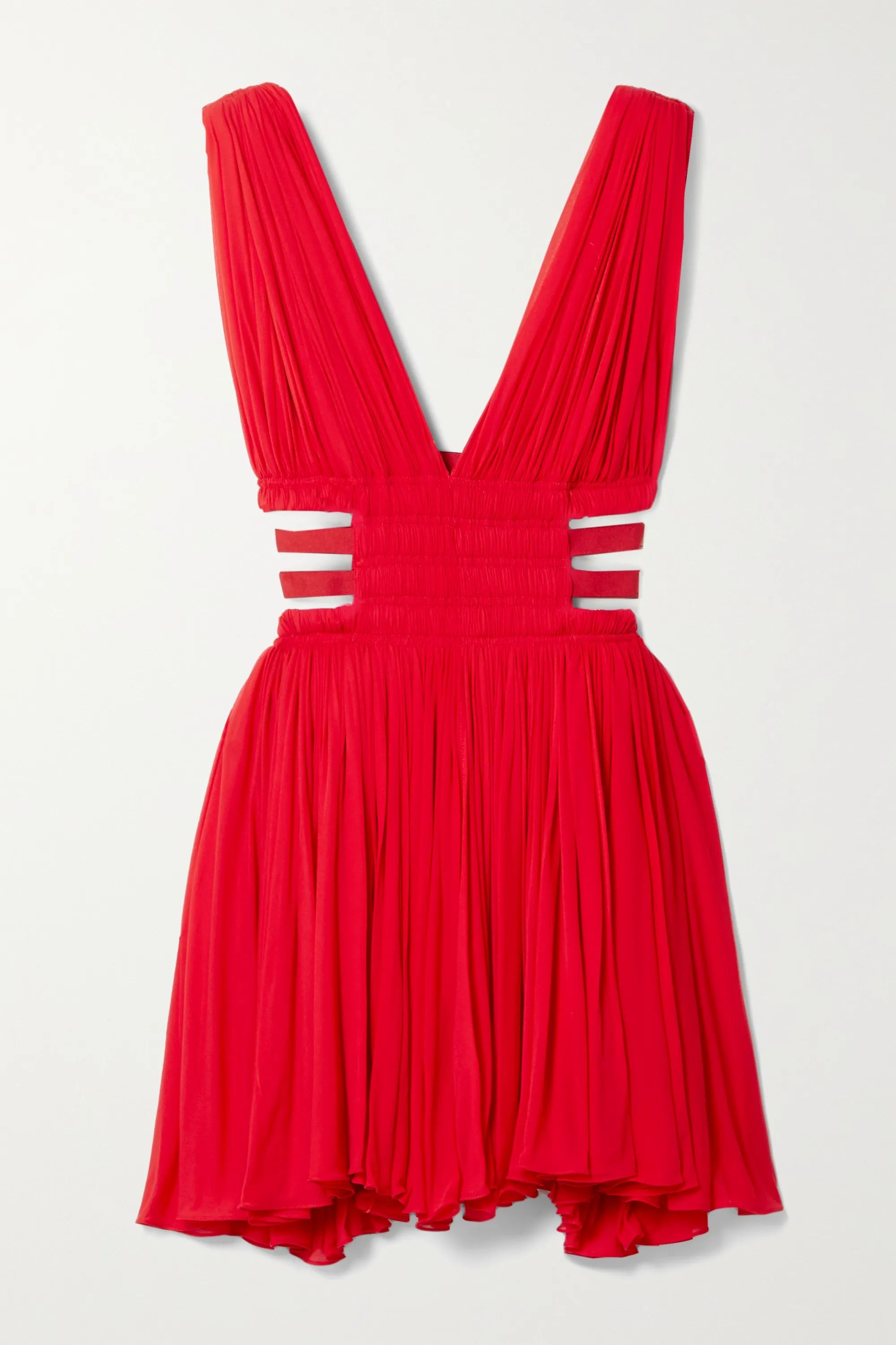 Red Editions cutout gathered chiffon mini dress | Alaïa | NET-A-PORTER | NET-A-PORTER (US)