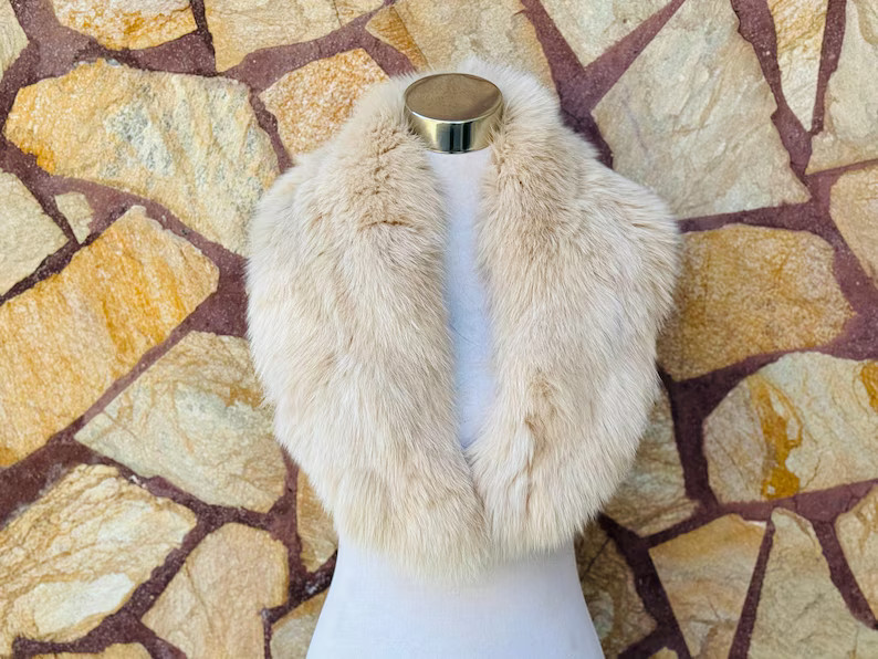 GORGEOUS Beige FOX FUR Collar • Real Fur Collar • Real Fur Scarf • Fur Wrap • Fur Shawl | Etsy (US)