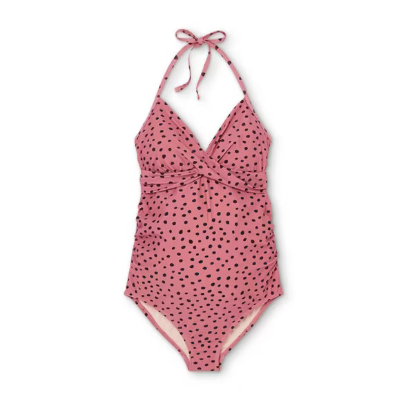 Cross Drape Halter Maternity One Piece Swimsuit - Isabel Maternity by Ingrid & Isabel™ Dusty Ma... | Target