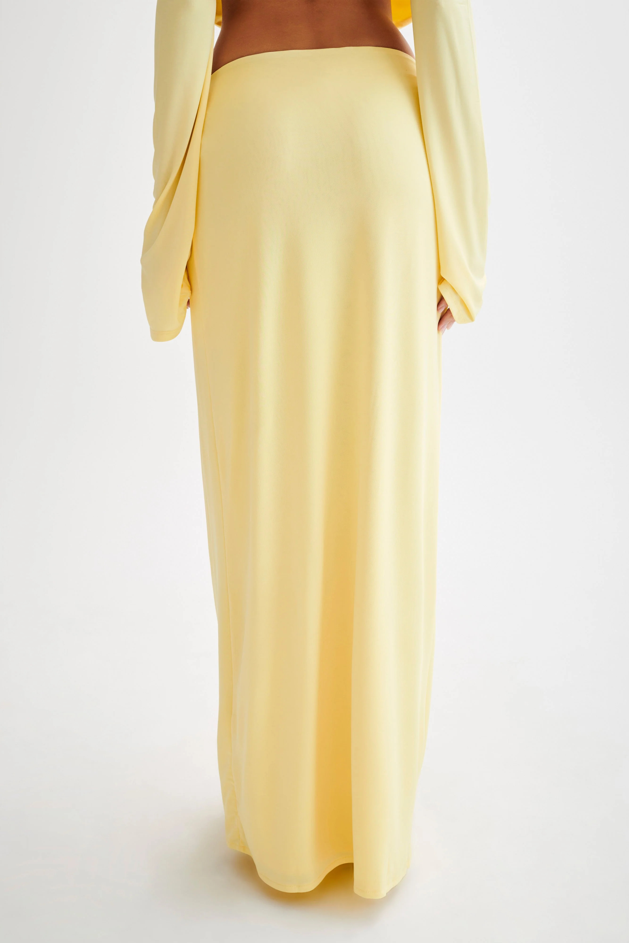 Suri Slinky Maxi Skirt With Silver Hardware - Yellow | MESHKI US