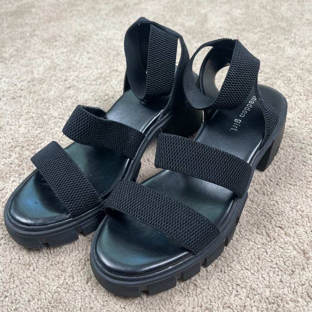 Madden Girl Chunky Platform Sandals Women Size 9 Black Lug Soles Strappy Y2K 90s | Poshmark