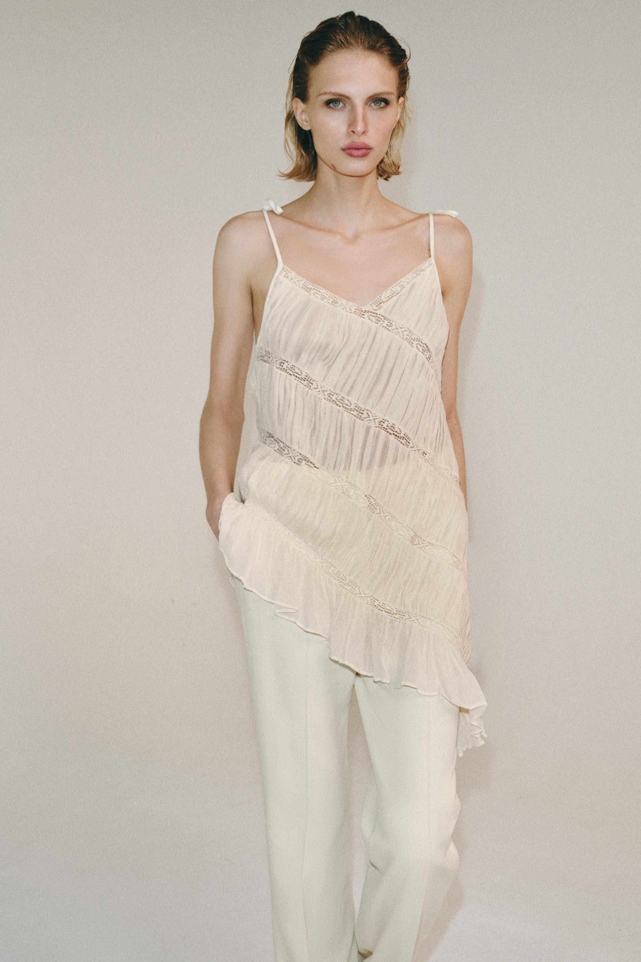 ZW COLLECTION ASYMMETRIC PLEATED TOP | Zara US