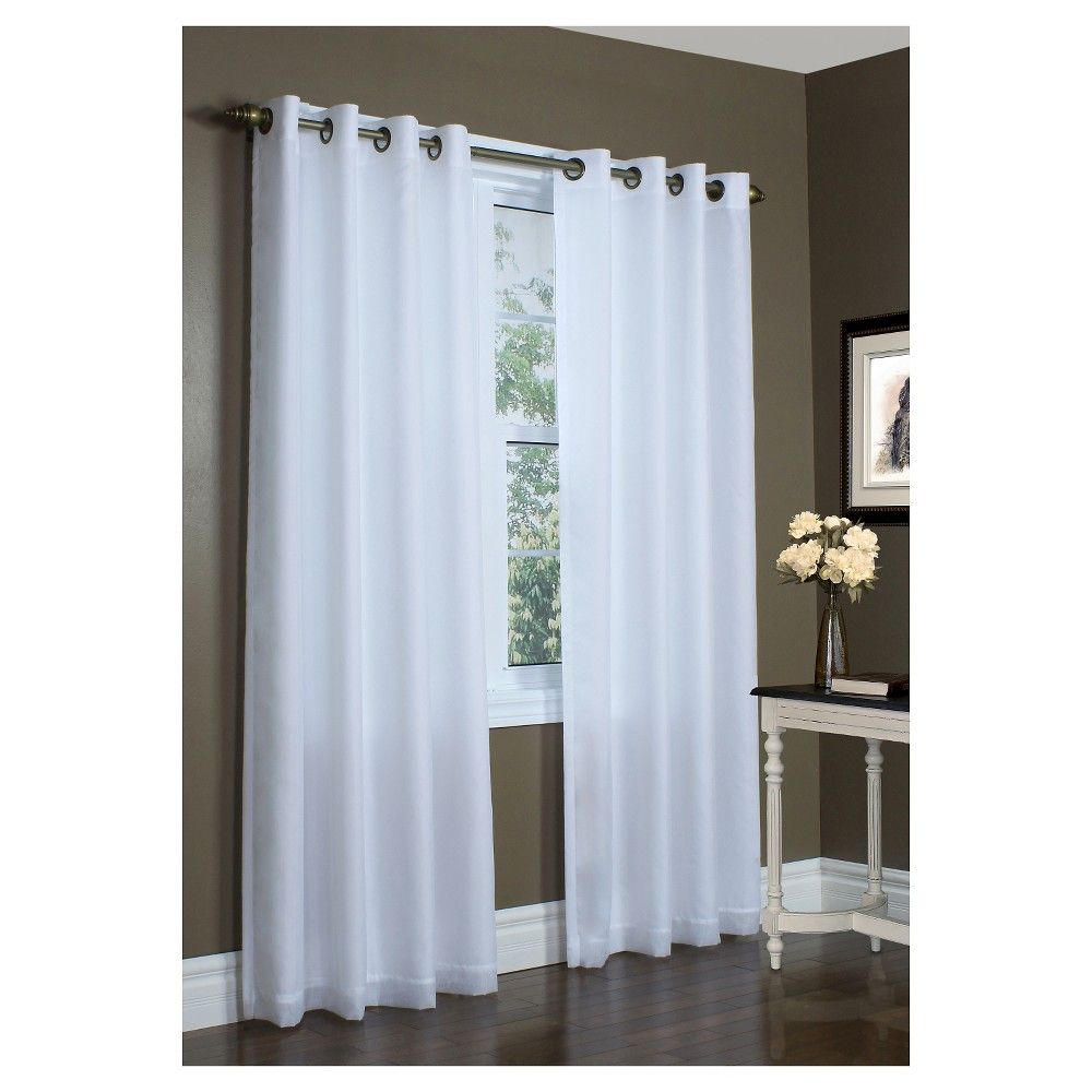 Thermavoile Rhapsody Lined Grommet Top Curtain Panel, White | Target