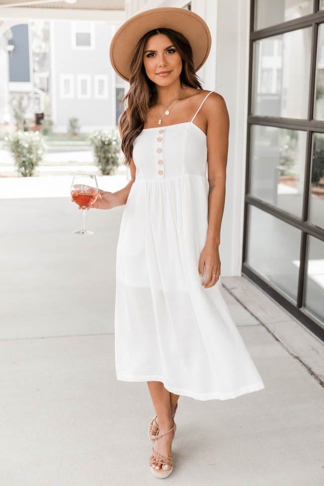 New Beginnings Midi Dress Ivory - Memorial Day  | Pink Lily