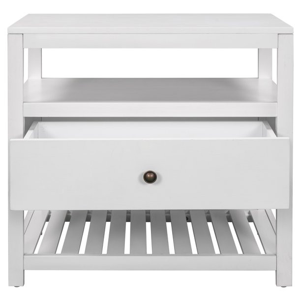 Euroco Modern Wooden Nightstand with Drawers Storage for Living Room/Bedroom, White - Walmart.com | Walmart (US)