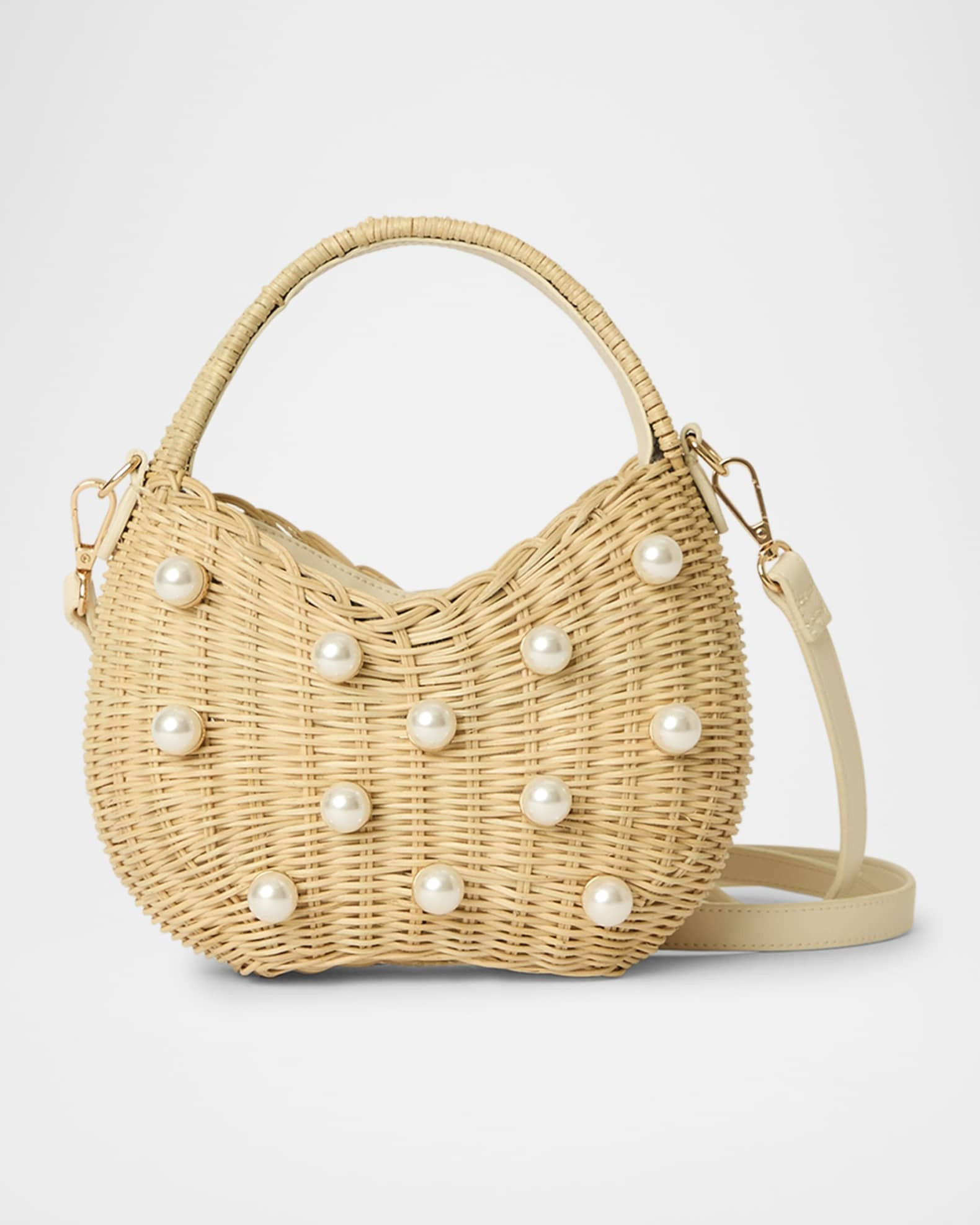 Chloe Mini Pearly Rattan Top-Handle Bag | Neiman Marcus