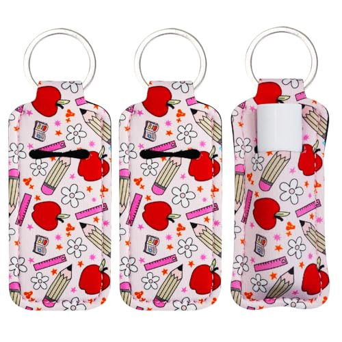 Haevola Cute Chapstick Holder Keychain for Women – Lip Balm & Lip Gloss Holder Keychain Accessories Gift, Purse Charm Clip (Teacher Treasure) | Amazon (US)
