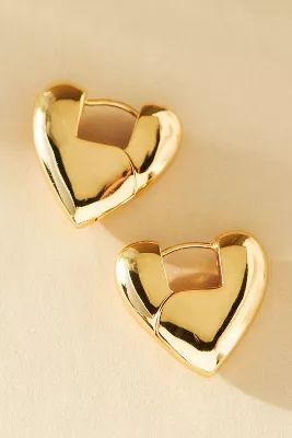 By Adina Eden Solid Super Chunky Heart Hoop Earrings | Anthropologie (US)