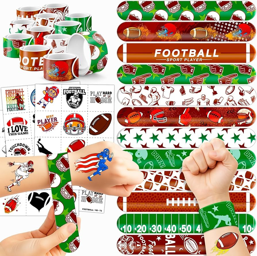 72PCS Football Party Favors - 48PCS Pre-cut Temporary Tattoos & 24PCS Slap Bracelets - American R... | Amazon (US)