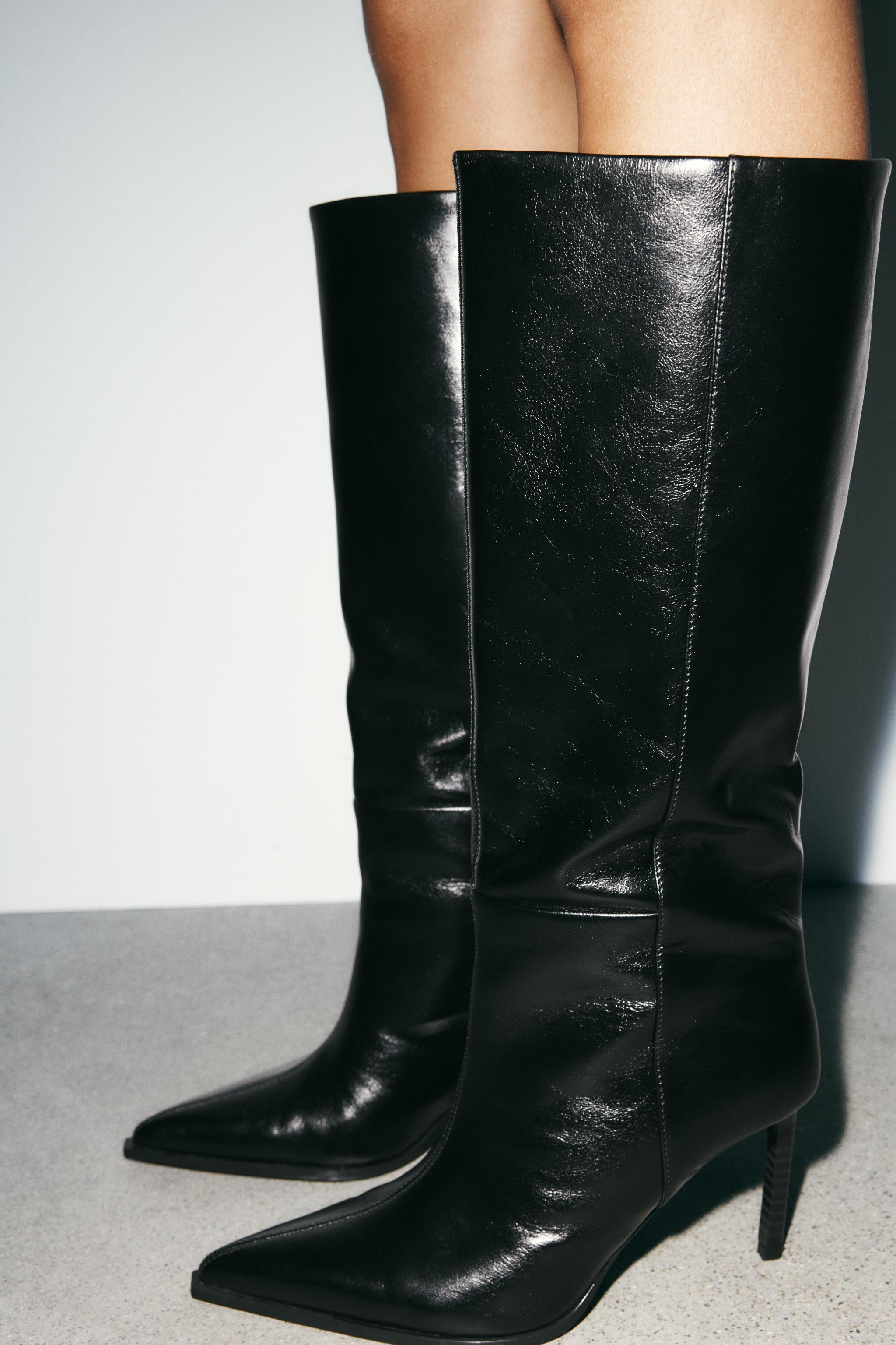 HEELED LEATHER BOOTS | Zara US