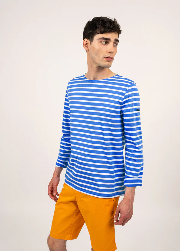MINQUIERS MODERN - Authentic Breton Stripe Shirt | Soft Cotton | Men Fit (MER BLUE / WHITE) | Saint James